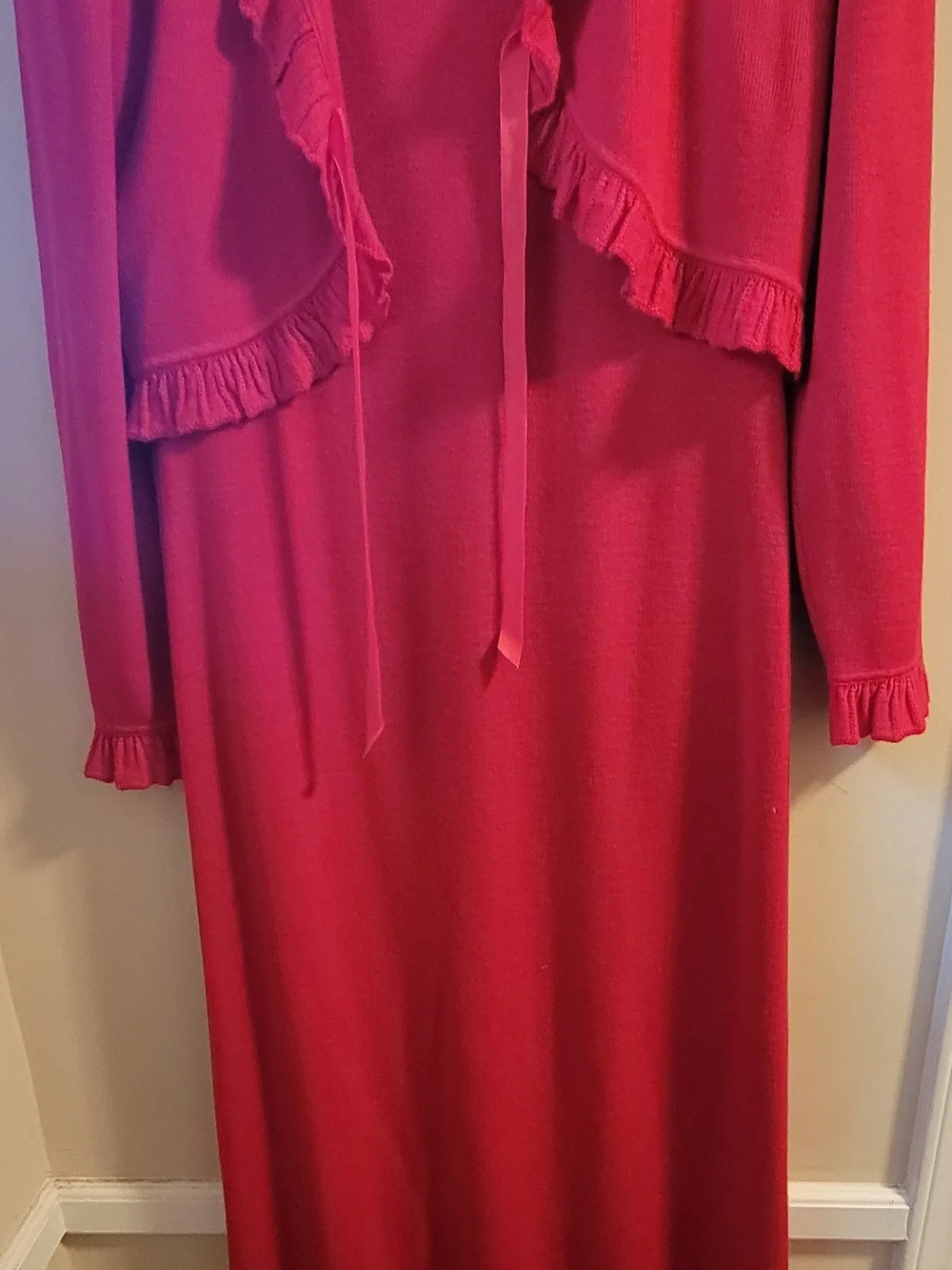 Liz Claiborne Red Sweater Maxi Dress Sz Large Matching Bolero Jacket Christmas
